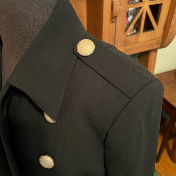 Misha CollectionMilitary Style Black Belted Coat with Gold Buttons-6 - Picture 7 of 9